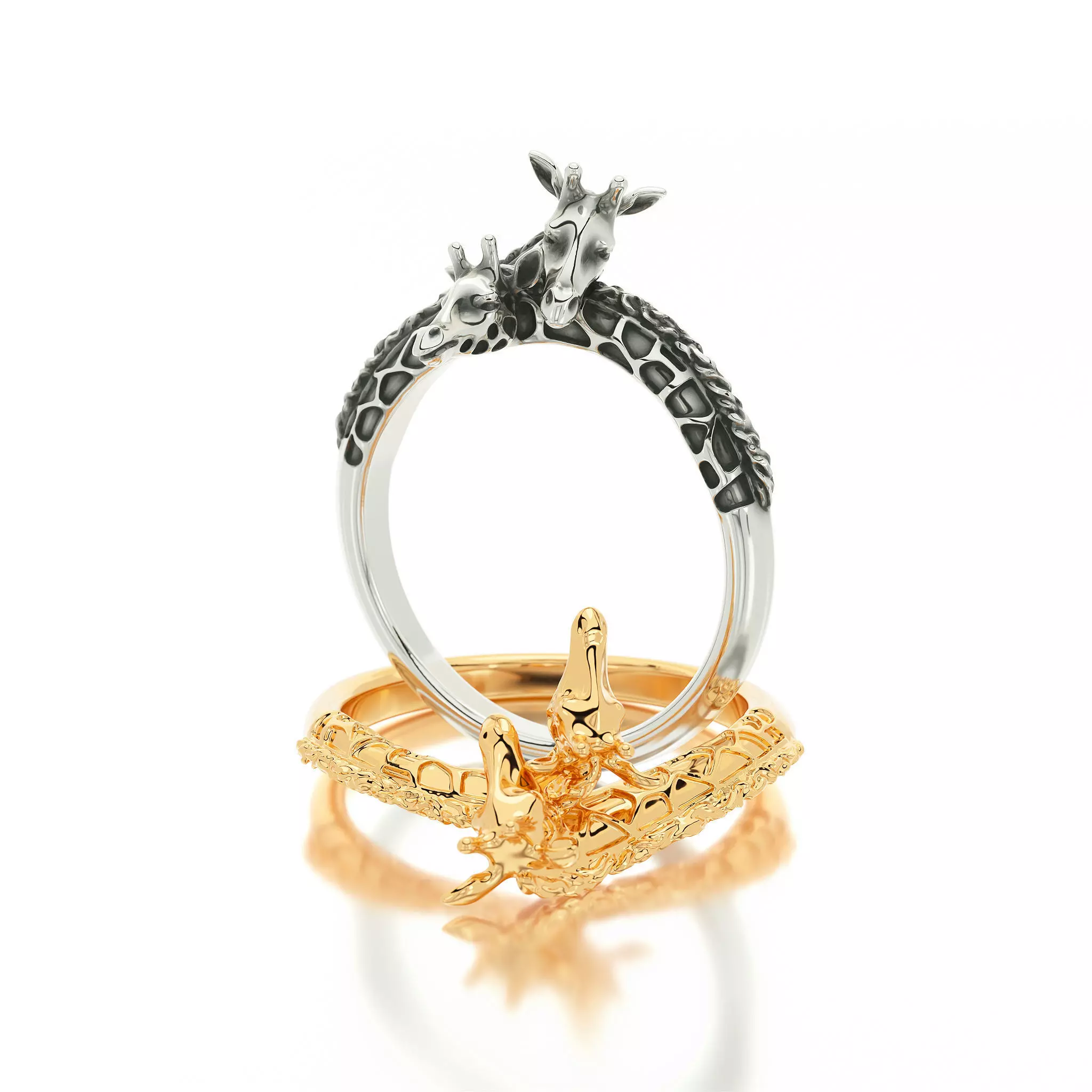 giraffe silver ring 3D print model_0
