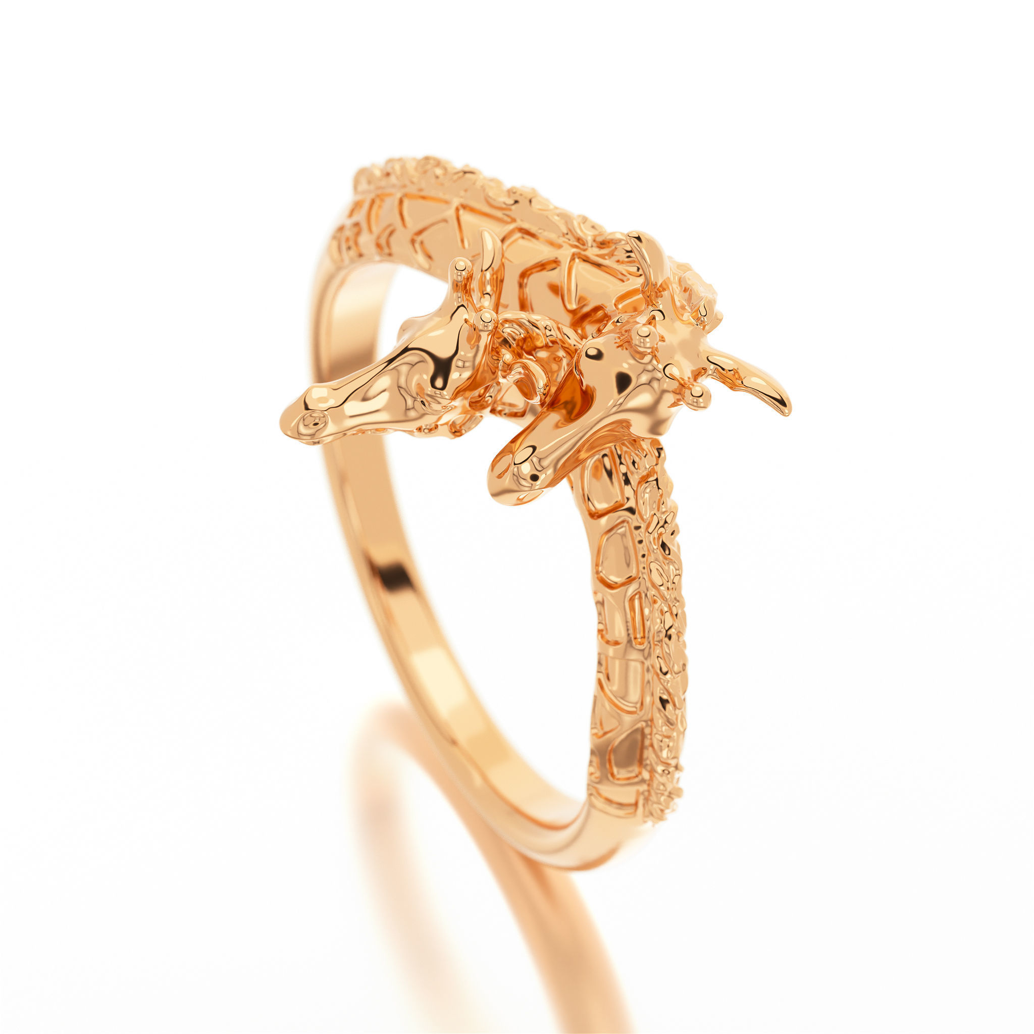 giraffe silver ring 3D print model_16