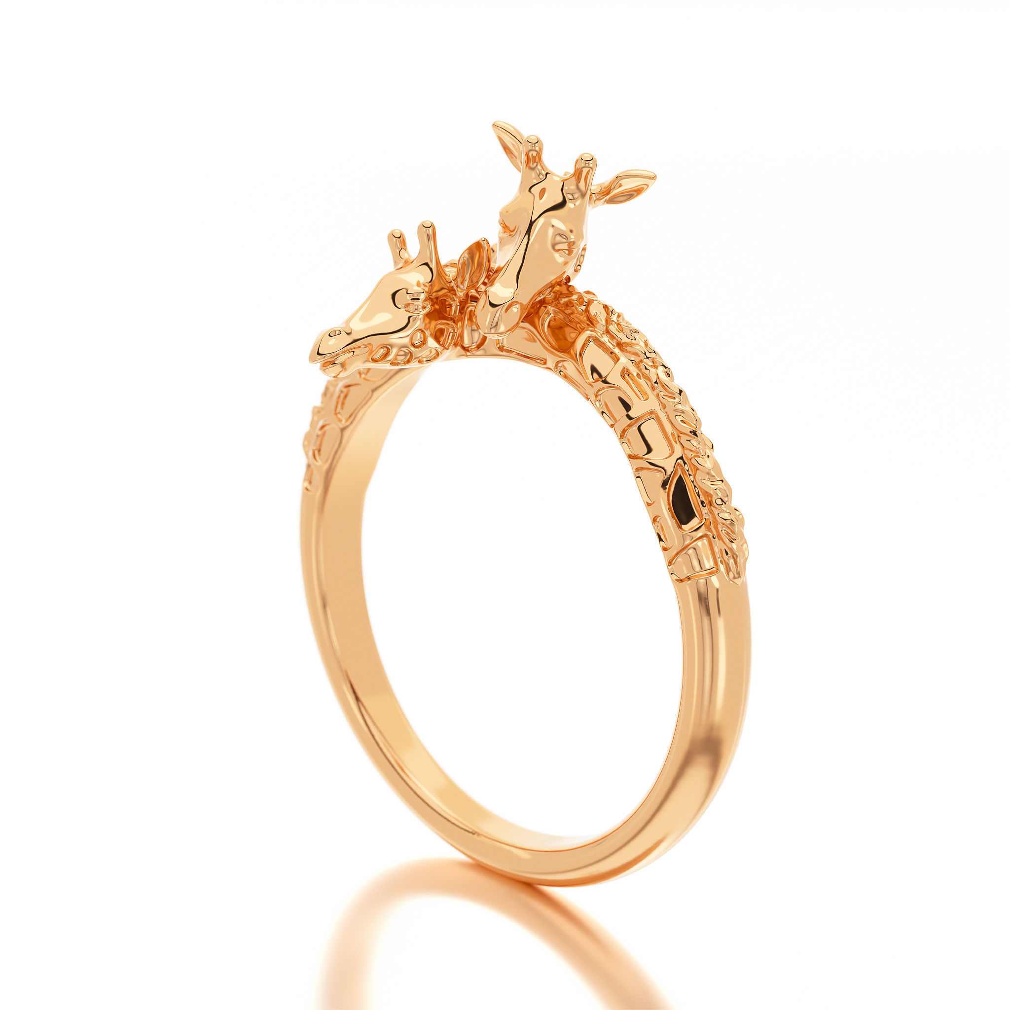 giraffe silver ring 3D print model_14