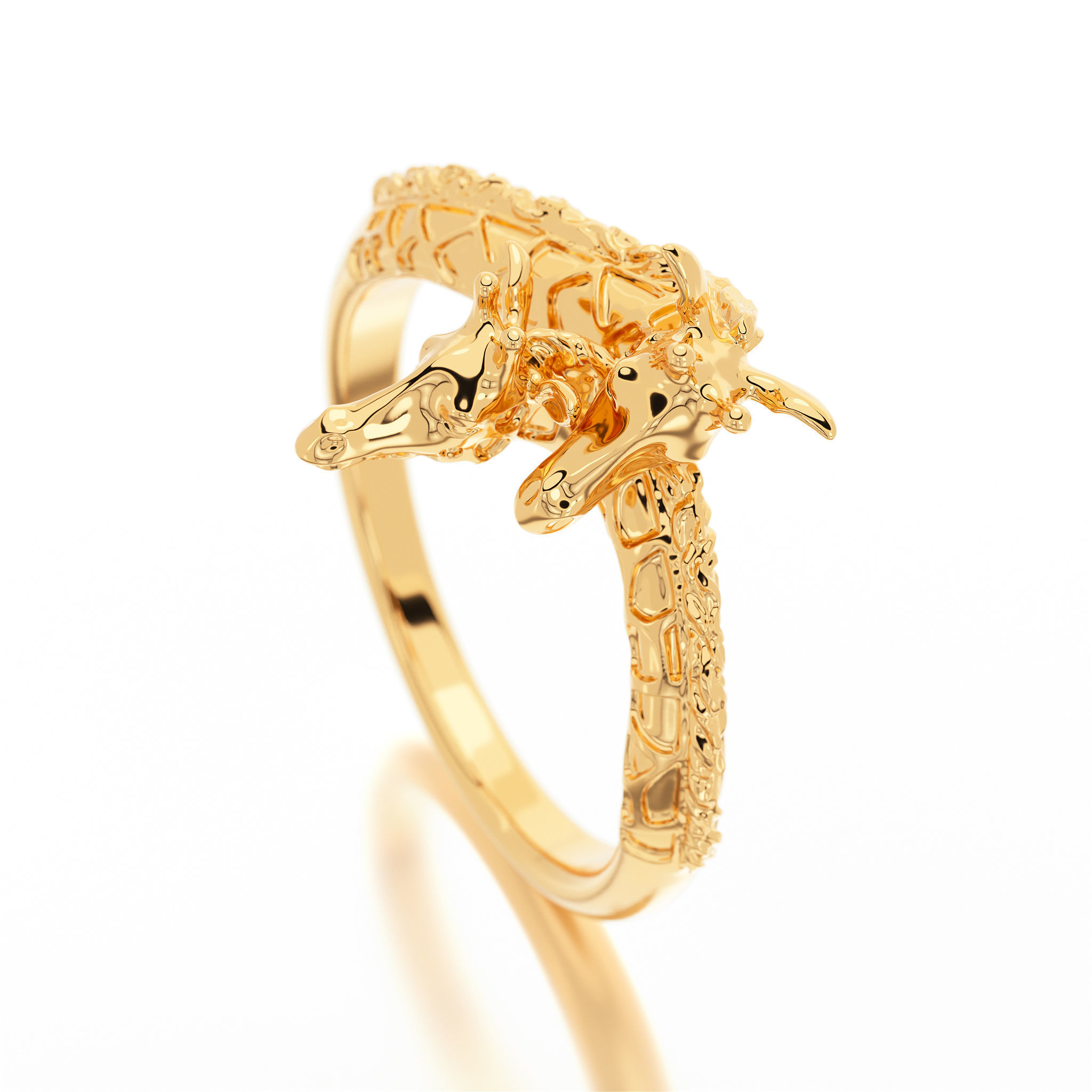 giraffe silver ring 3D print model_10