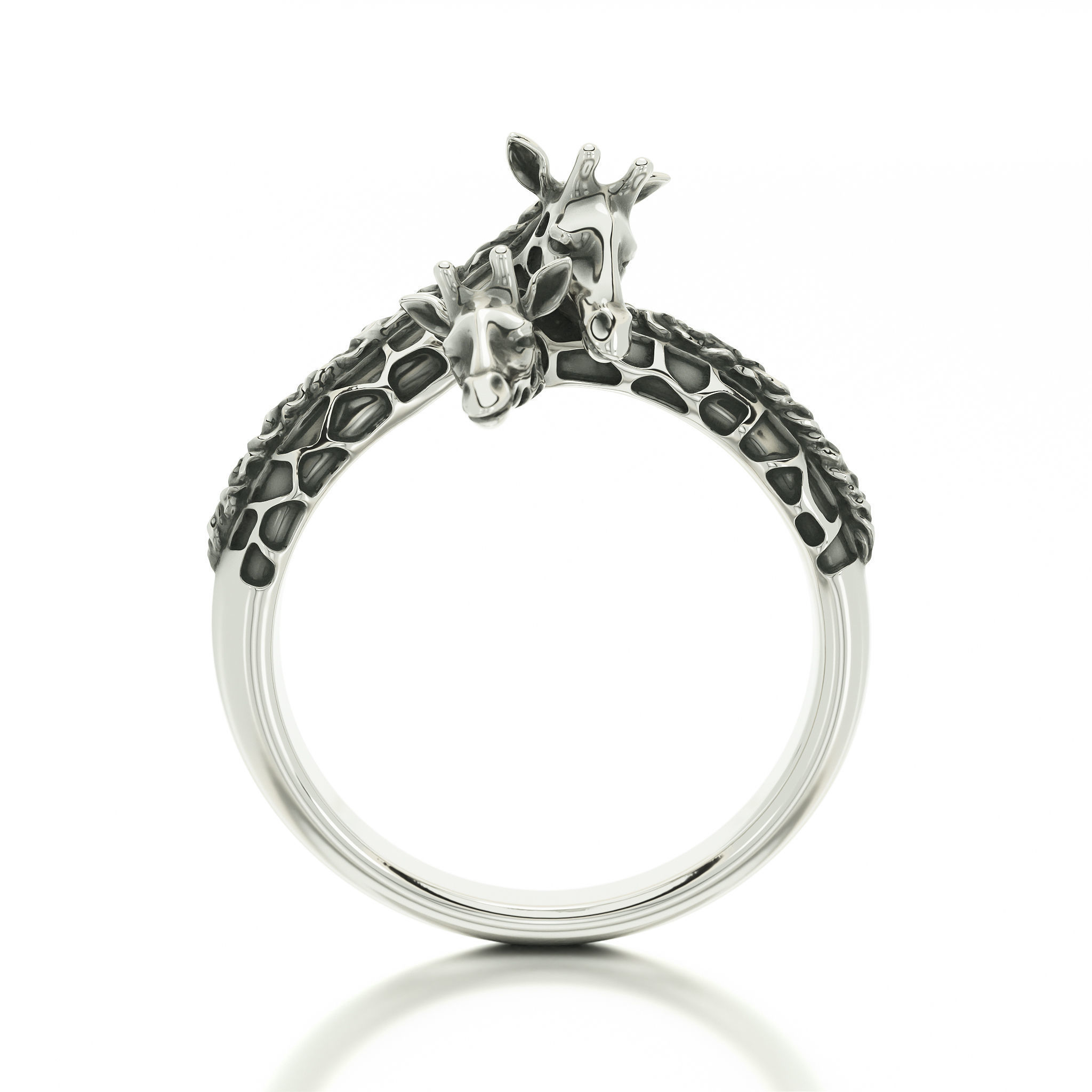 giraffe silver ring 3D print model_1