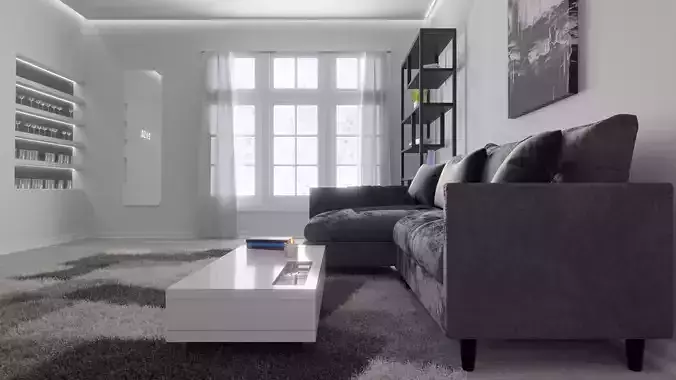 Living room interior scene 3D model