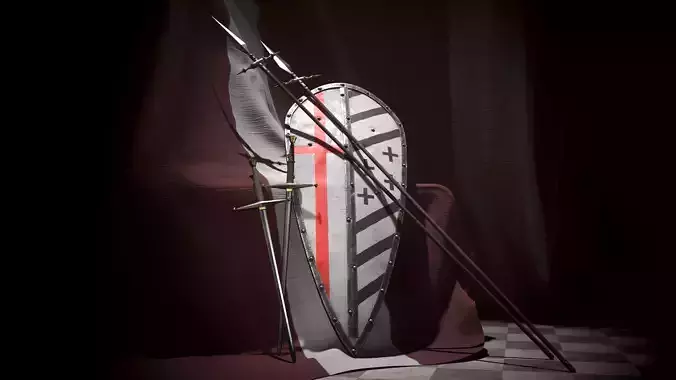 Guardian set Big knight shield Templar sword Medieval spear