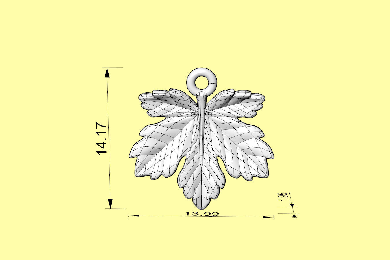 Leaf Charm Set - Maple Leaf Charm -Ring - Earrings - Bracelet 3D print model_18