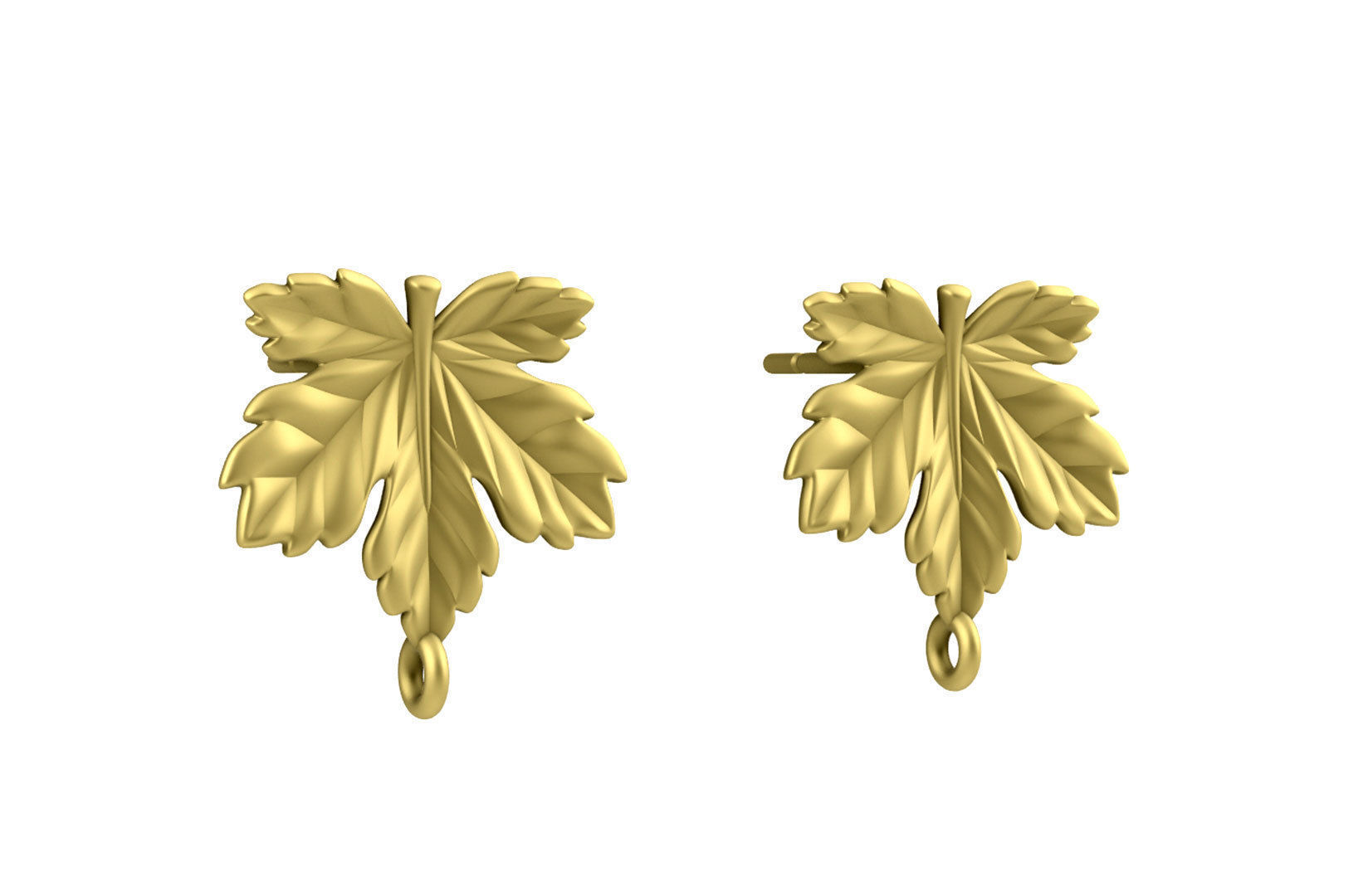 Leaf Charm Set - Maple Leaf Charm -Ring - Earrings - Bracelet 3D print model_12