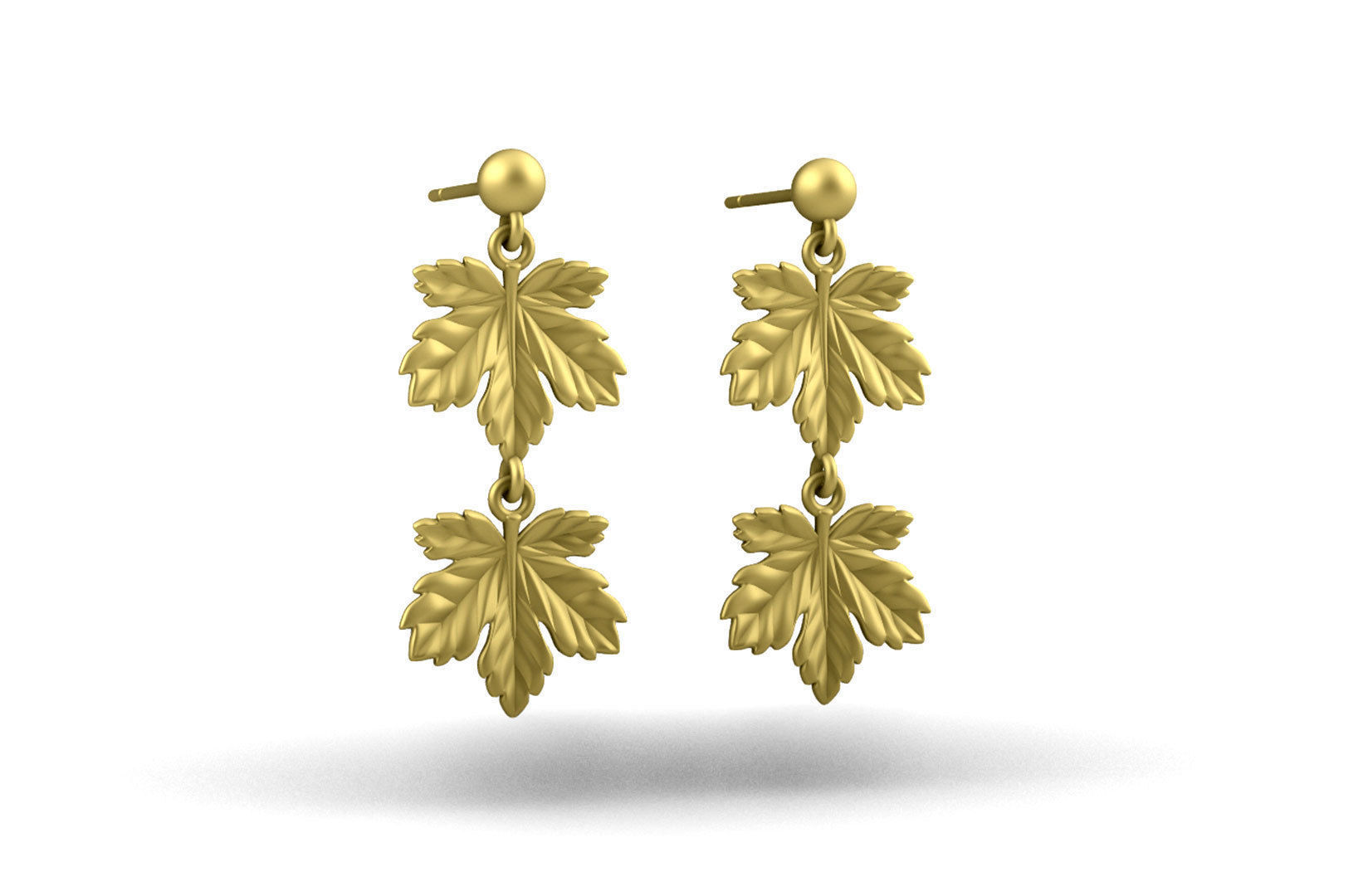 Leaf Charm Set - Maple Leaf Charm -Ring - Earrings - Bracelet 3D print model_15