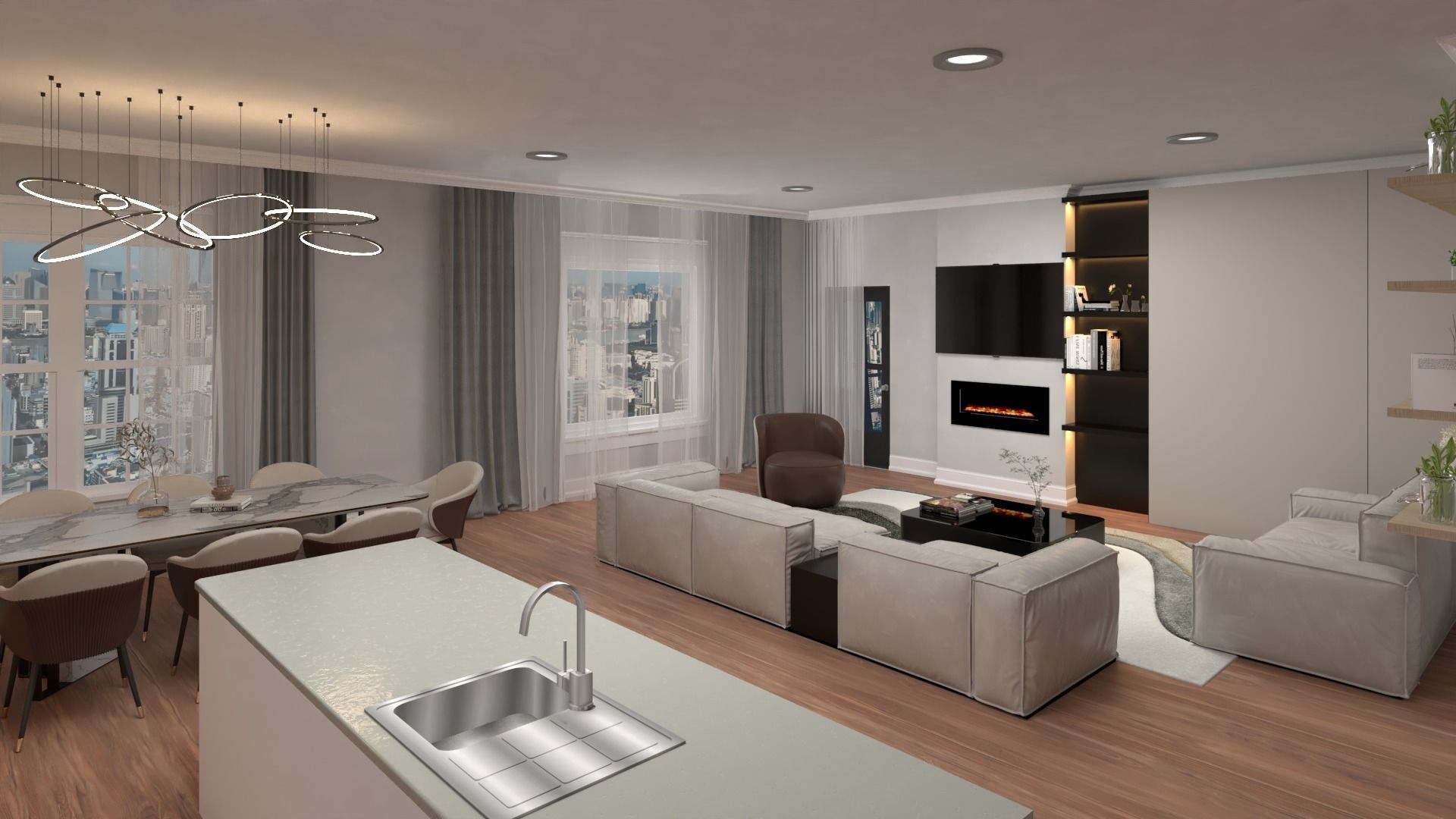 3d villa house model architecture 3D model_3