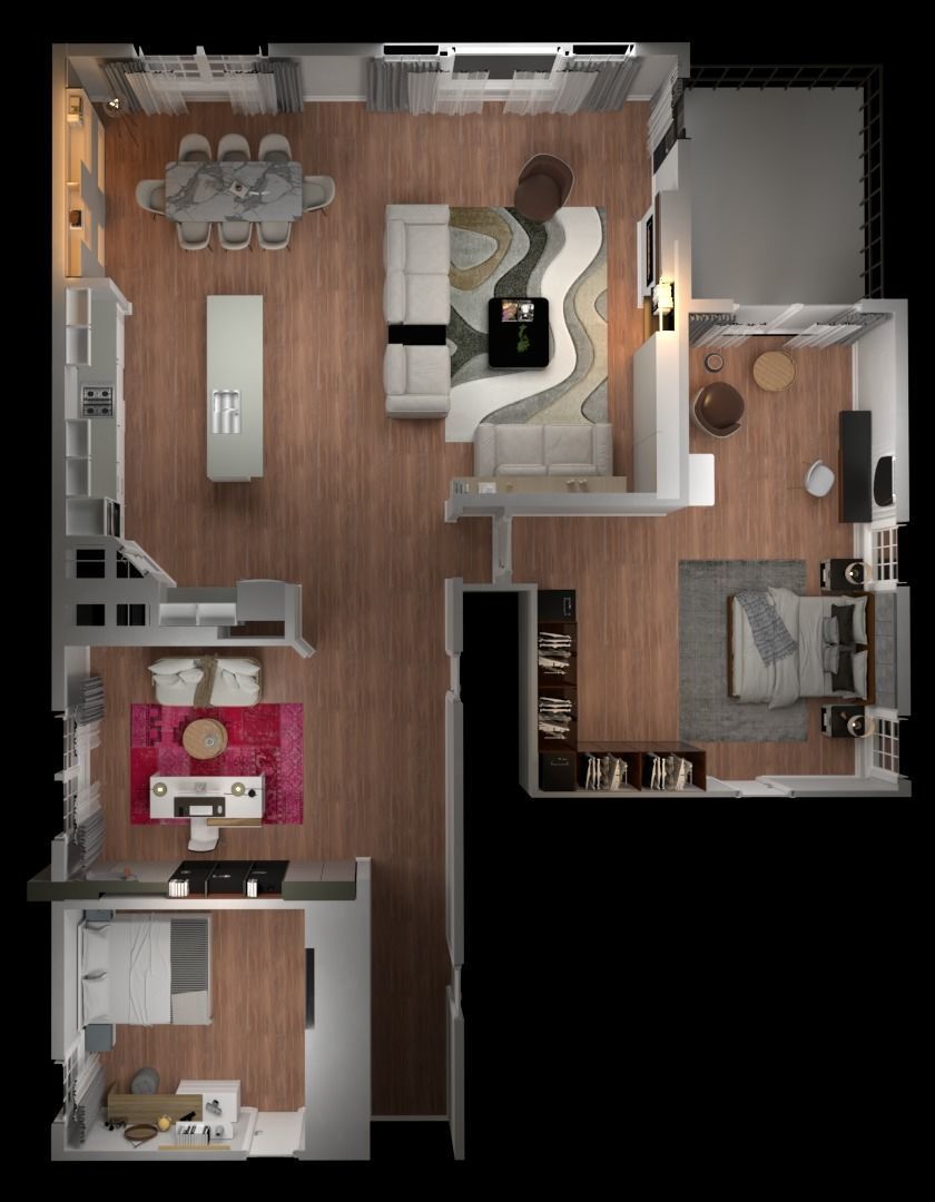 3d villa house model architecture 3D model_9