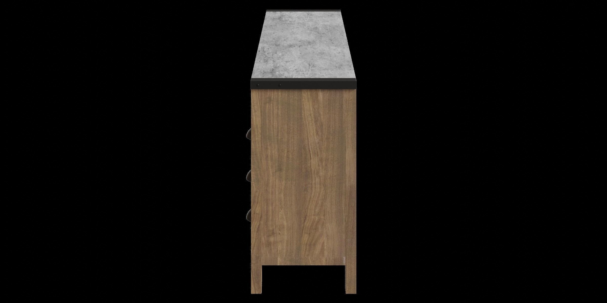 Dark Concrete Top Rustic Oak Base Tv Stand Low-poly 3D model_11