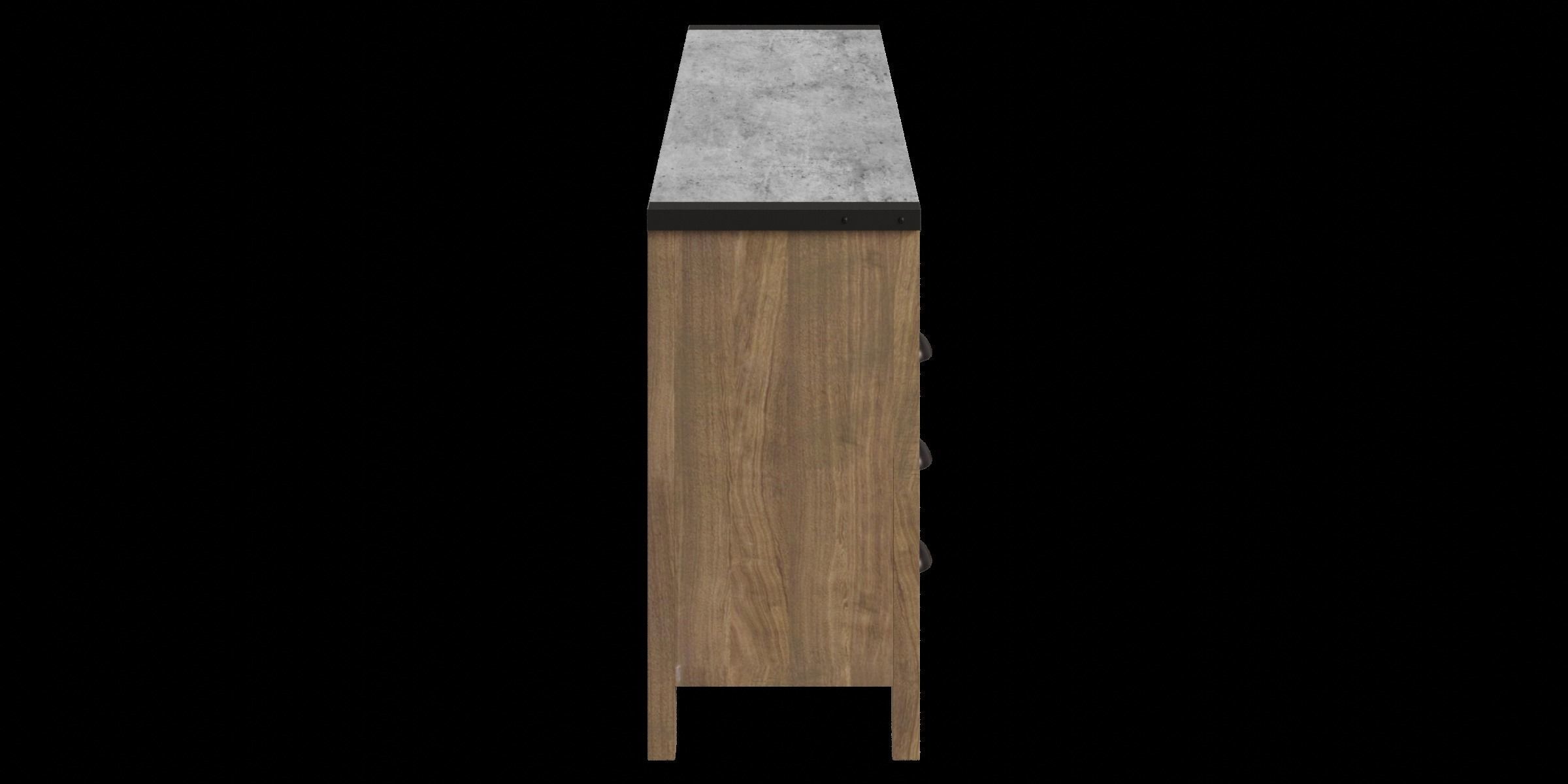 Dark Concrete Top Rustic Oak Base Tv Stand Low-poly 3D model_10