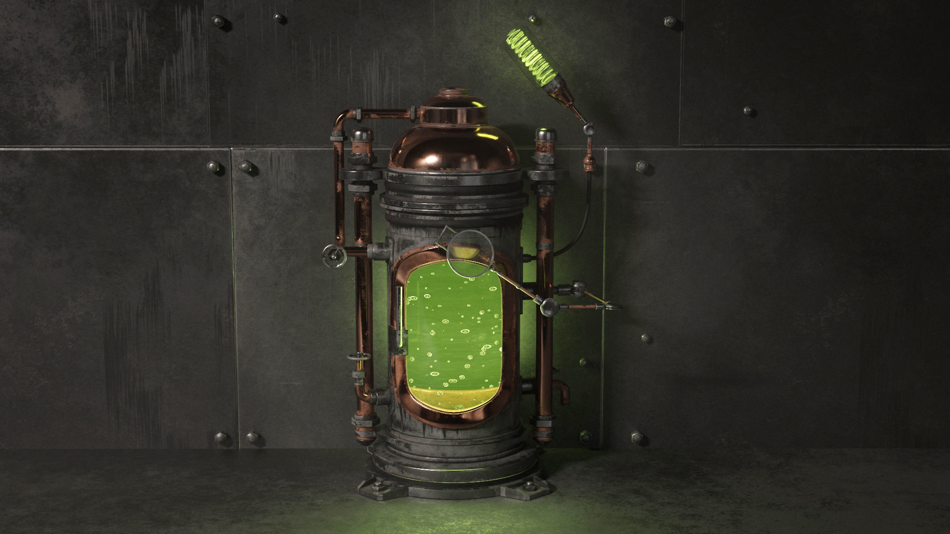 Steampunk Box For Experiments Low-poly 3D model_2