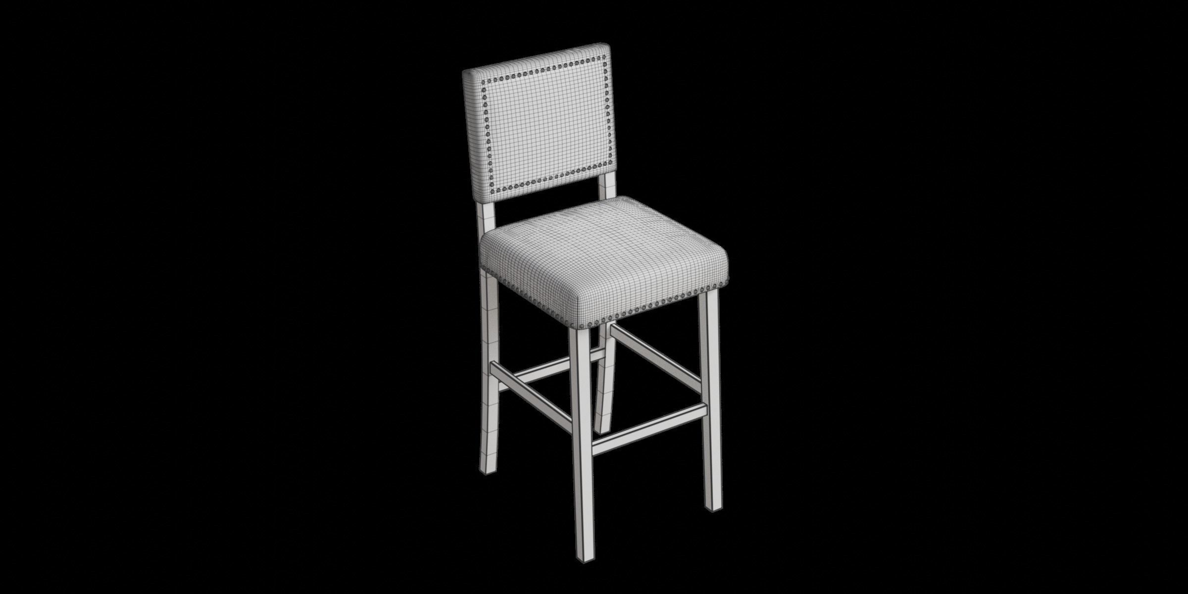 Hollomon Bar Counter Stool Low-poly 3D model_2