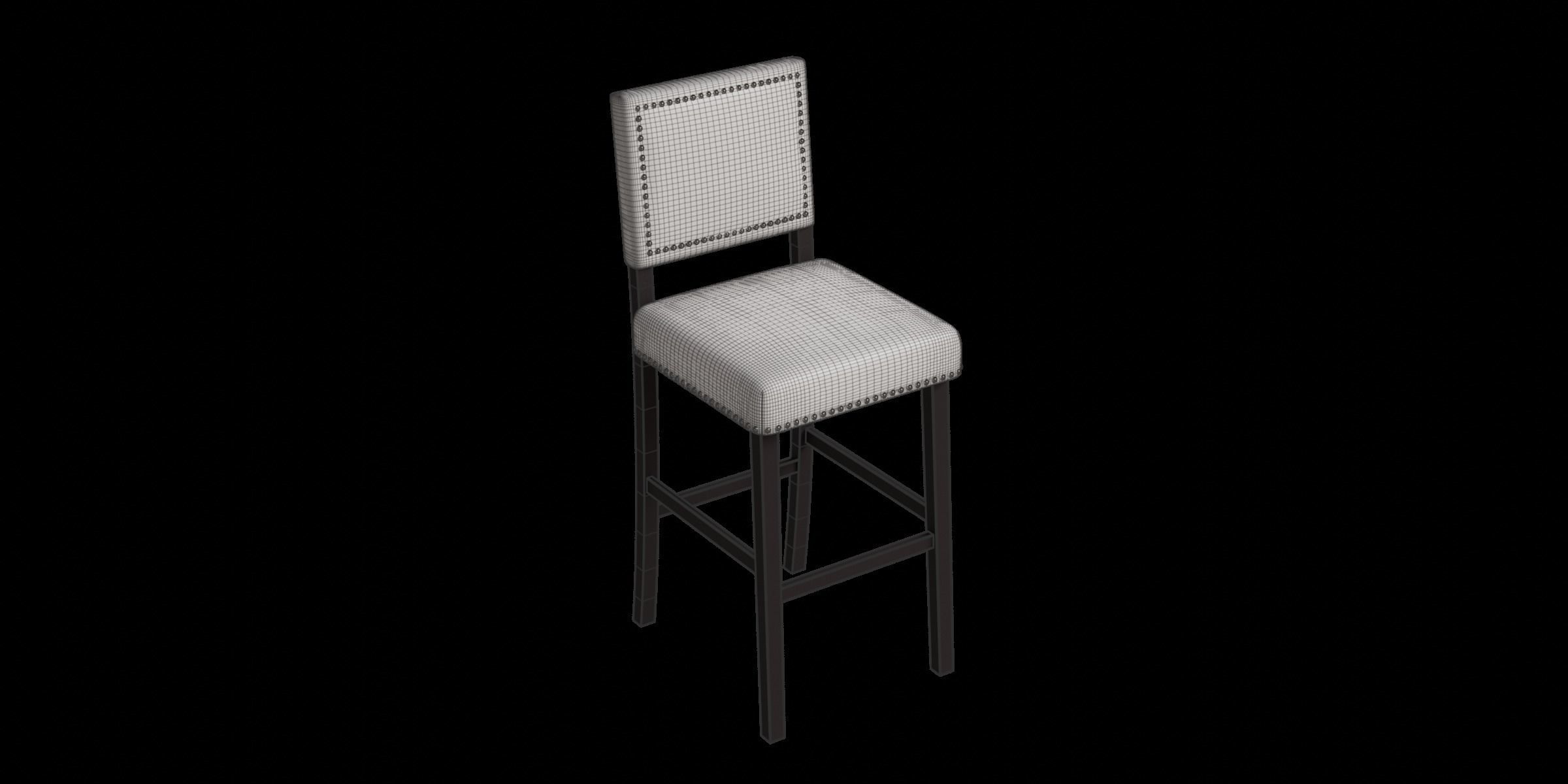 Hollomon Bar Counter Stool Low-poly 3D model_3