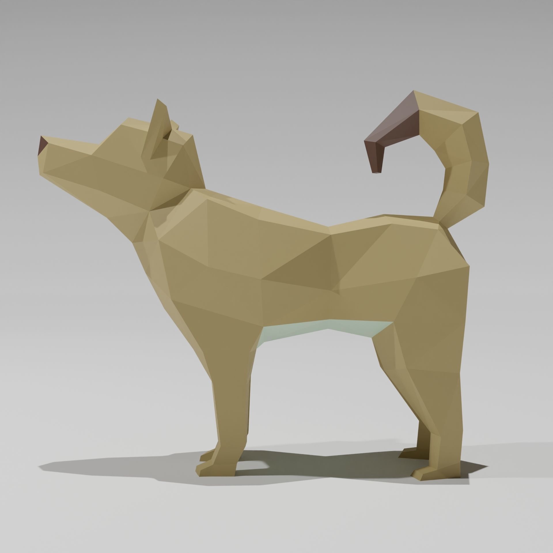 Low Poly standing dog 3D print model_1