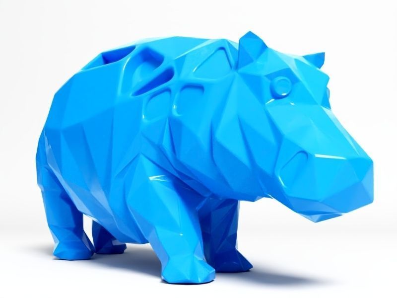 Polygon Hippo  3D print model_5