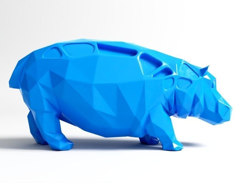 Polygon Hippo  3D print model_4