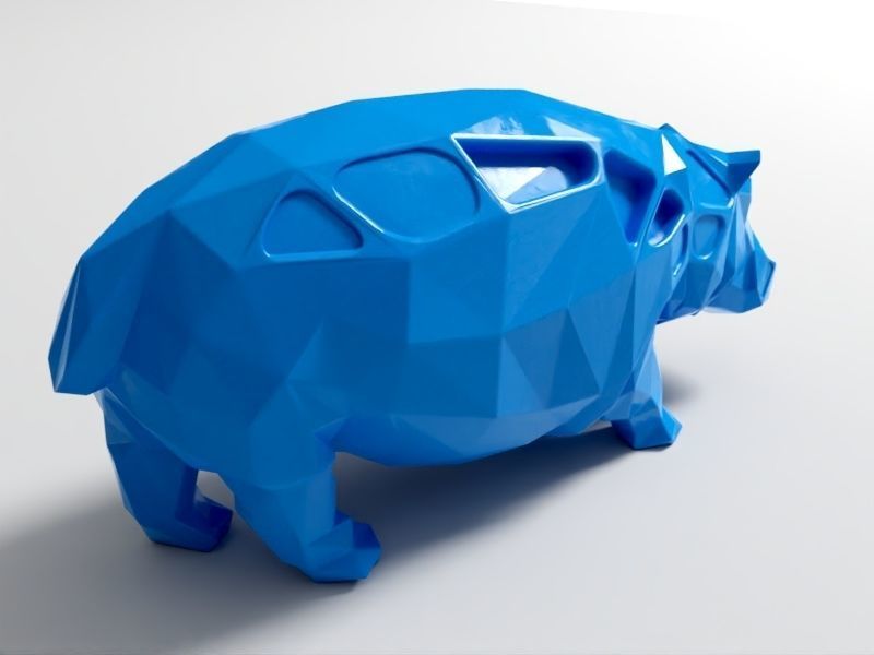 Polygon Hippo  3D print model_3
