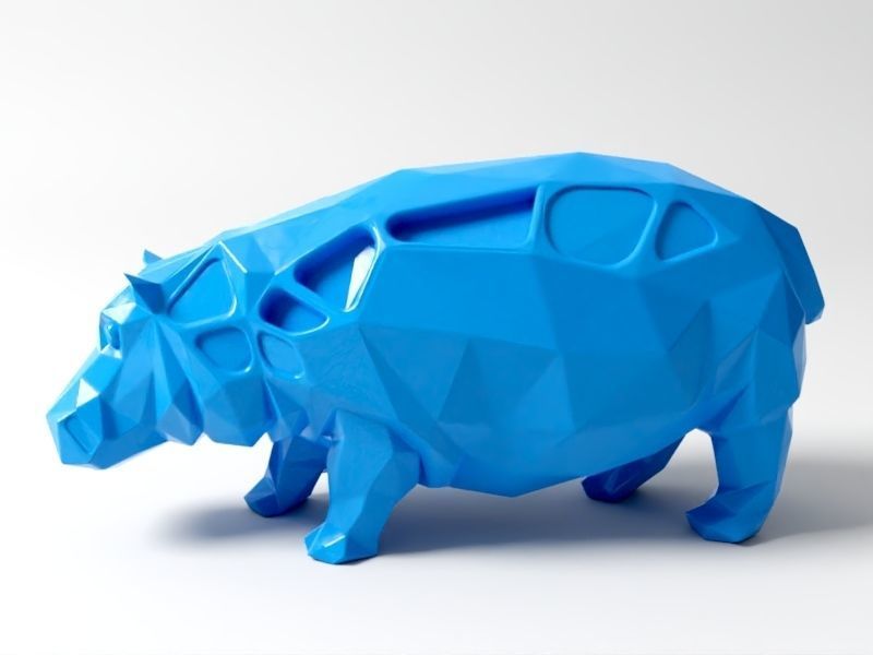 Polygon Hippo  3D print model_1