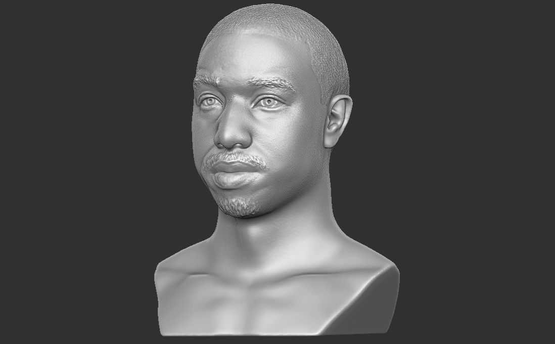 Michael B Jordan bust for 3D printing 3D print model_7