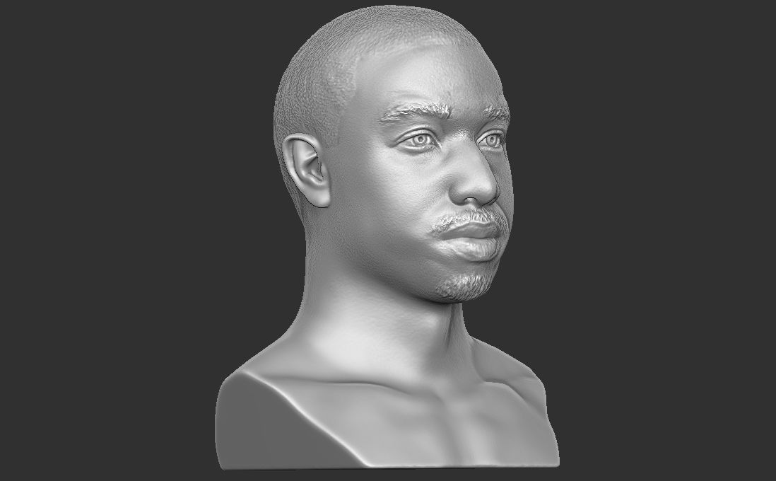 Michael B Jordan bust for 3D printing 3D print model_17