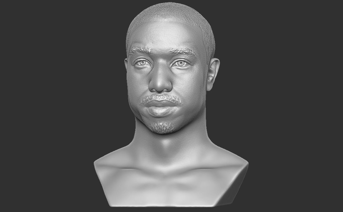 Michael B Jordan bust for 3D printing 3D print model_6