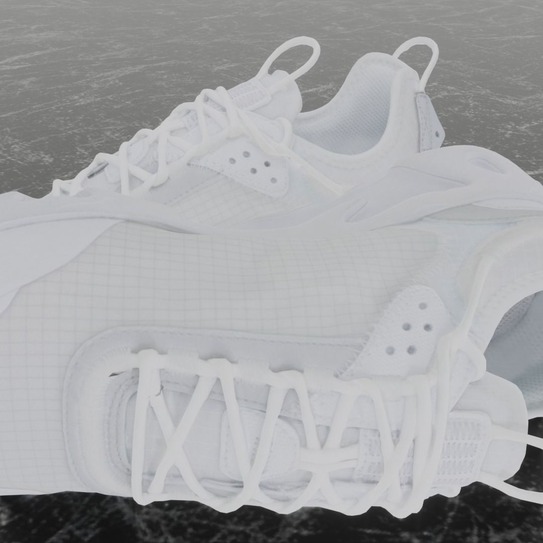 Nike 3D Shoes - White N354 Series Low-poly 3D model_8