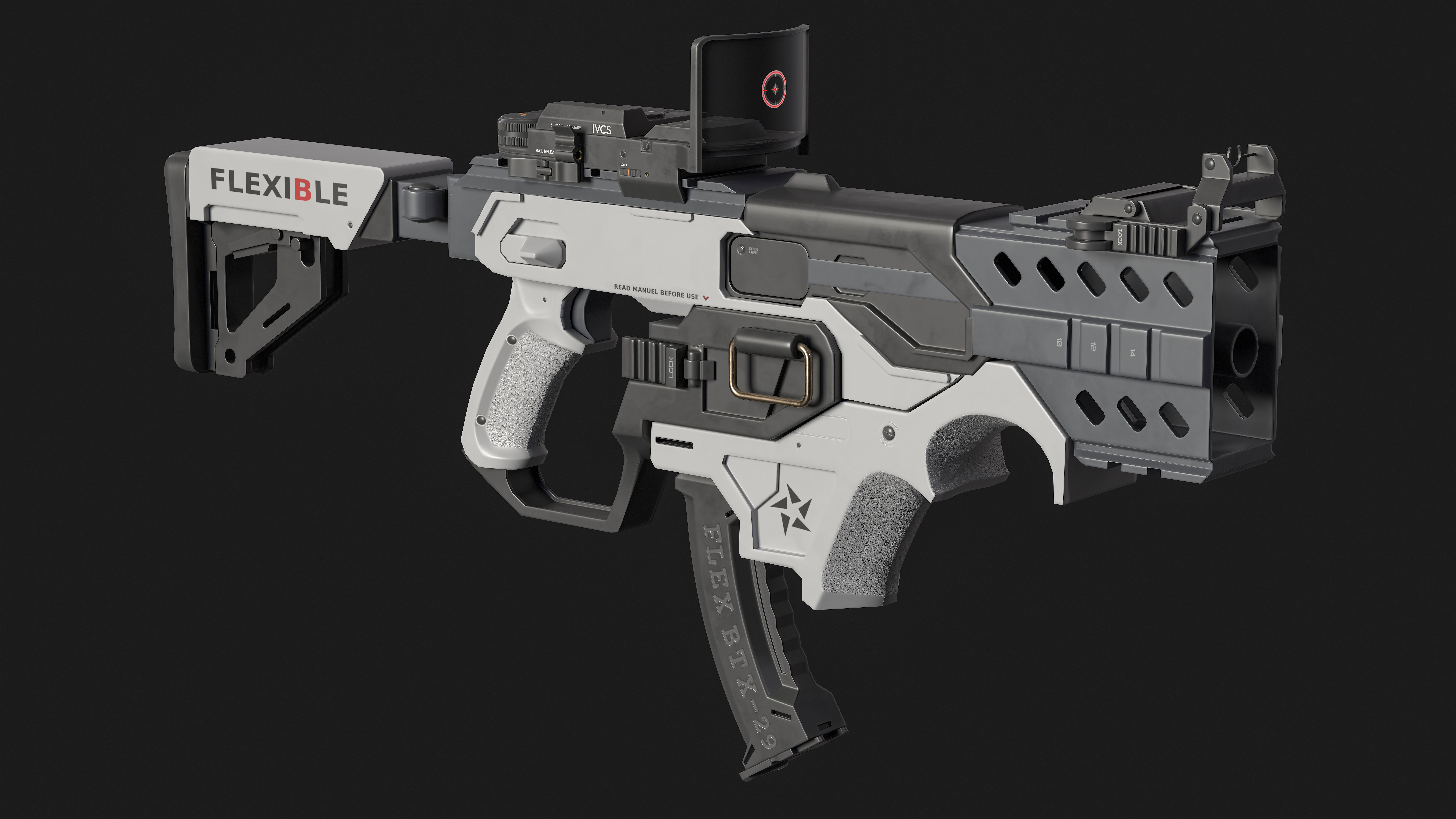 Sci-Fi SMG Animated Rigged Low-poly 3D model_5