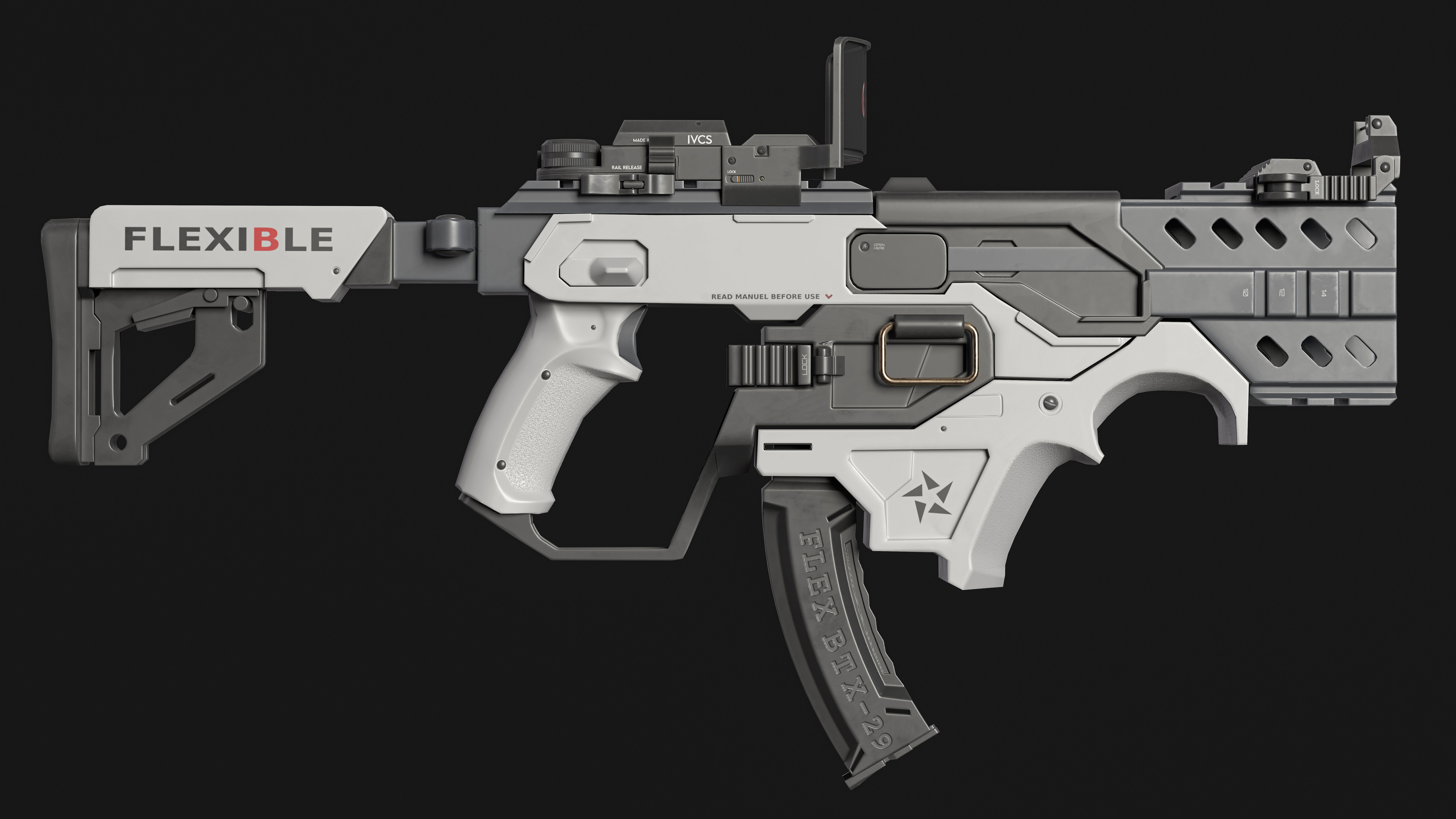 Sci-Fi SMG Animated Rigged Low-poly 3D model_4