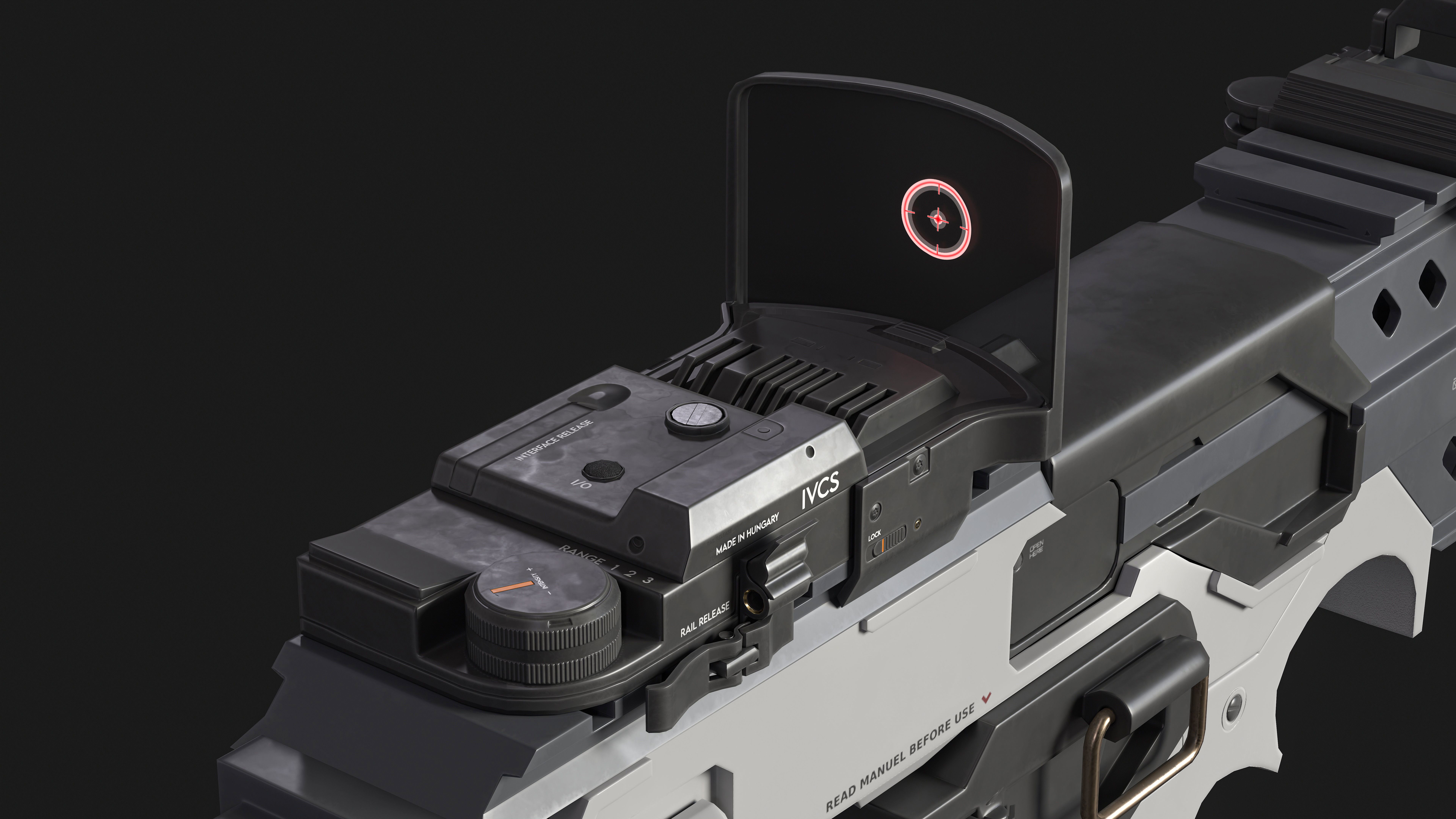 Sci-Fi SMG Animated Rigged Low-poly 3D model_7