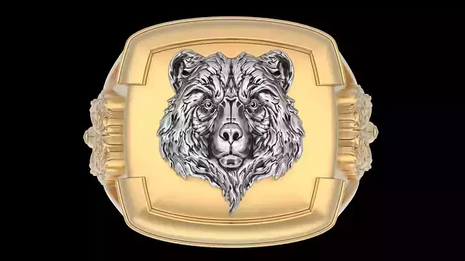 Bear Man Ring silver gold printable jewelry