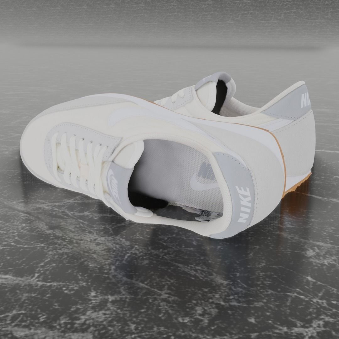 Nike 3D Shoes - White - Cream Low-poly 3D model_4