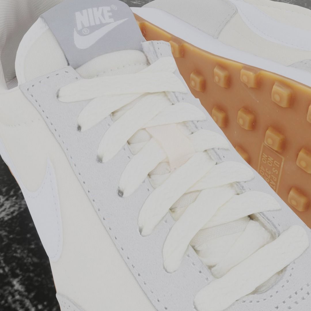 Nike 3D Shoes - White - Cream Low-poly 3D model_7