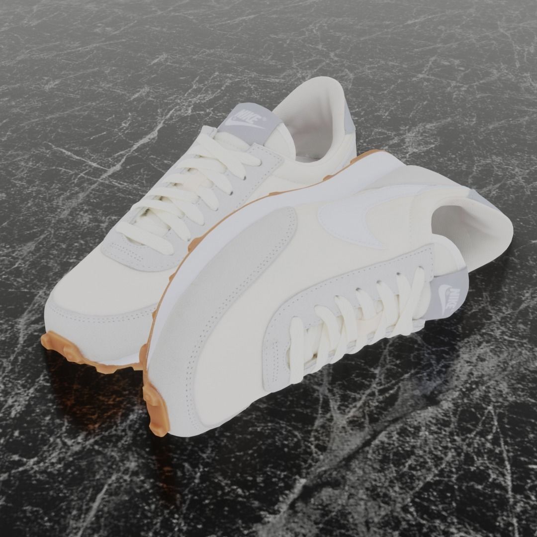 Nike 3D Shoes - White - Cream Low-poly 3D model_1