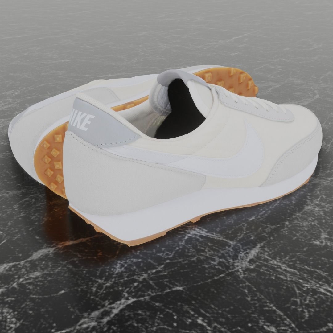Nike 3D Shoes - White - Cream Low-poly 3D model_3