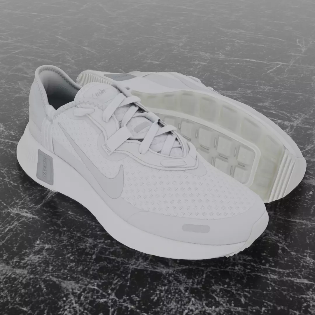 Nike 3D Shoes - White-Cream - NKE72 Series Low-poly 3D model_0