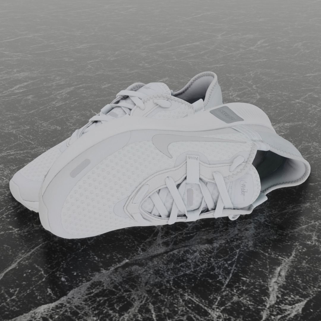 Nike 3D Shoes - White-Cream - NKE72 Series Low-poly 3D model_1
