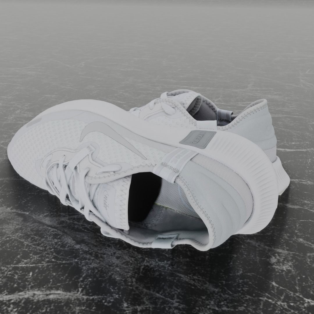 Nike 3D Shoes - White-Cream - NKE72 Series Low-poly 3D model_4