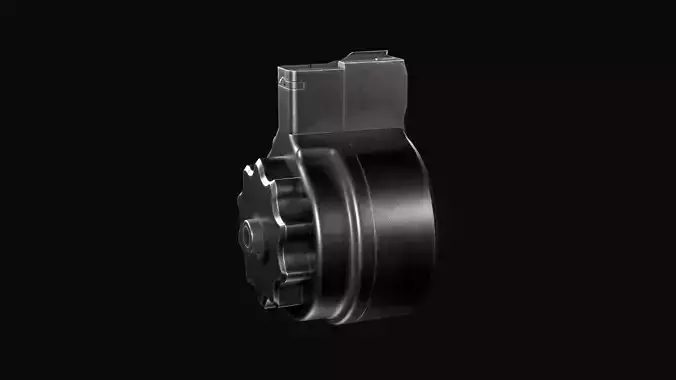 X FAL 50 Round Drum Magazine For FAL 308 Rifles Low-poly 3D model
