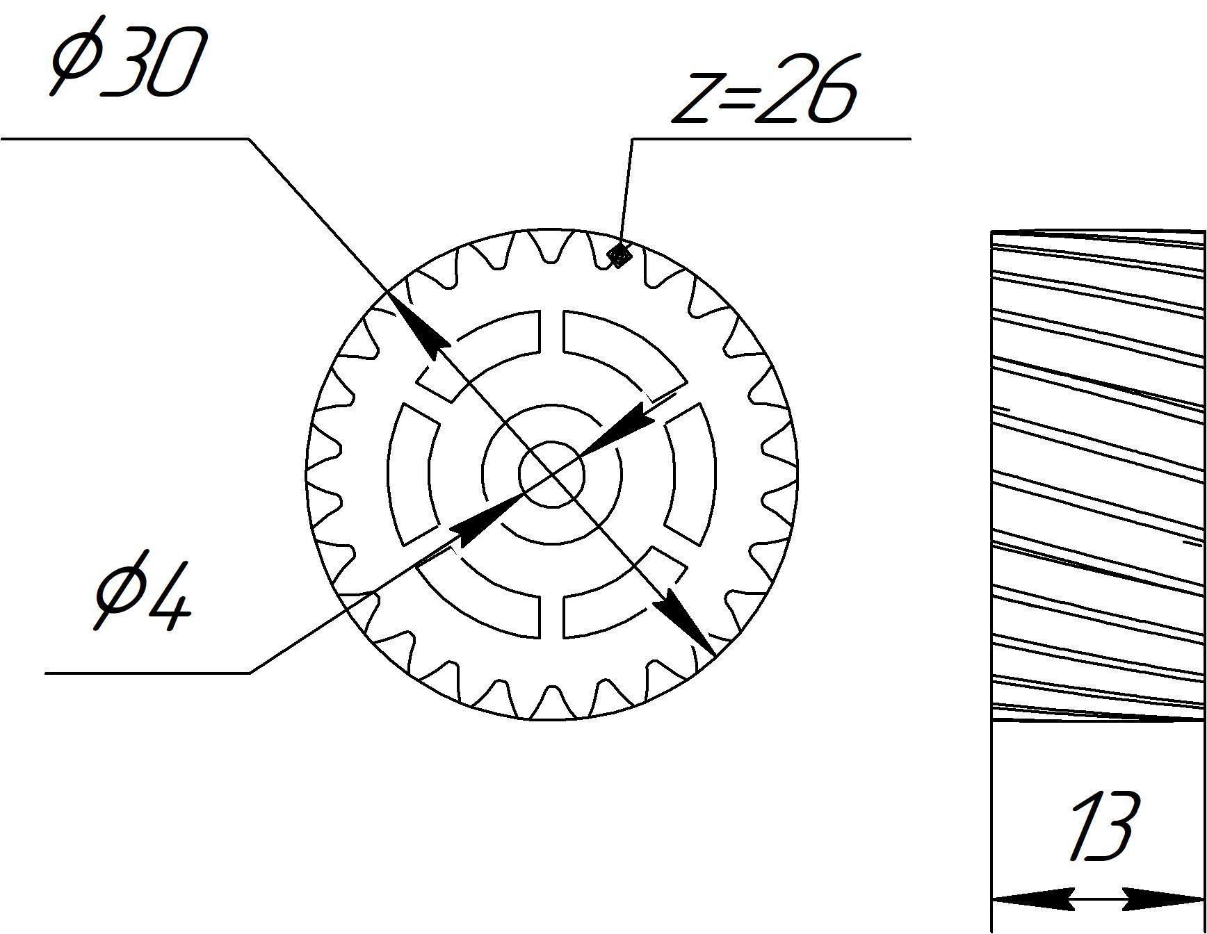 Gear z26 h13 3D print model_1