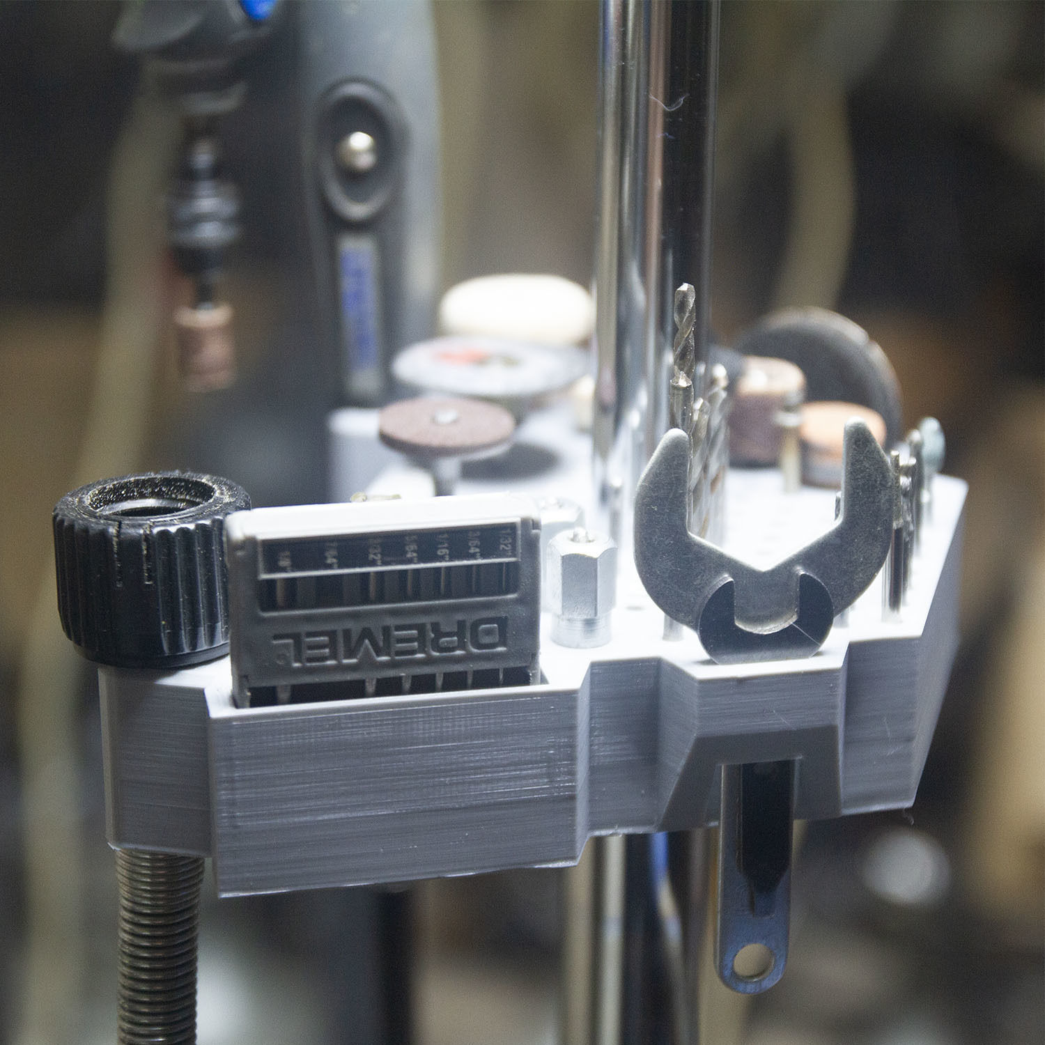 Dremel Drill Press Rotary Tool Workstation Bit Container Free 3D print model_6