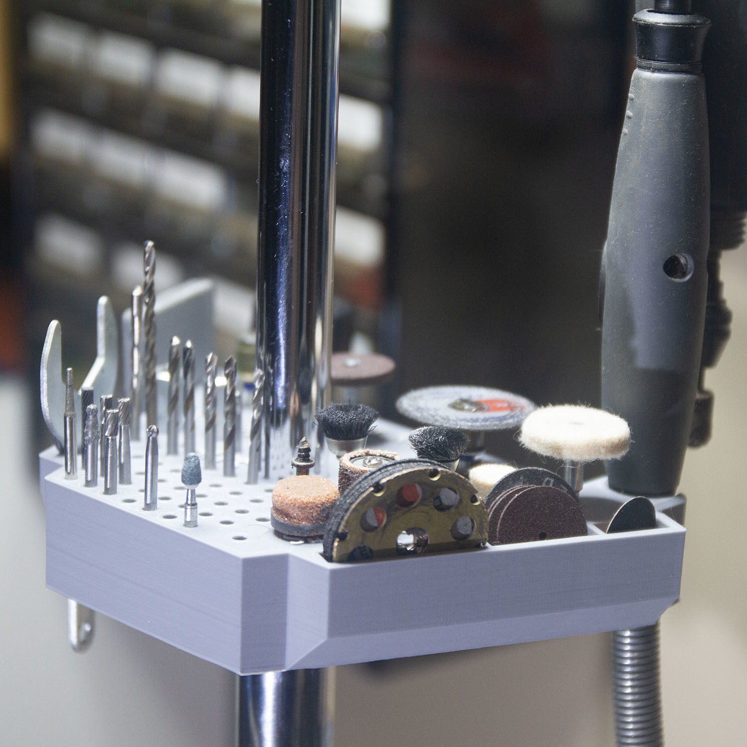 Dremel Drill Press Rotary Tool Workstation Bit Container Free 3D print model_7