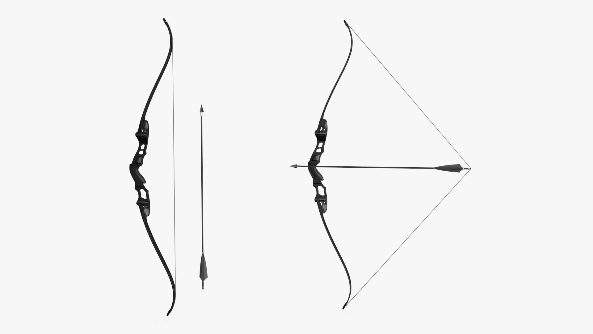 Bow With Quiver and Arrow 3D Model Collection_11