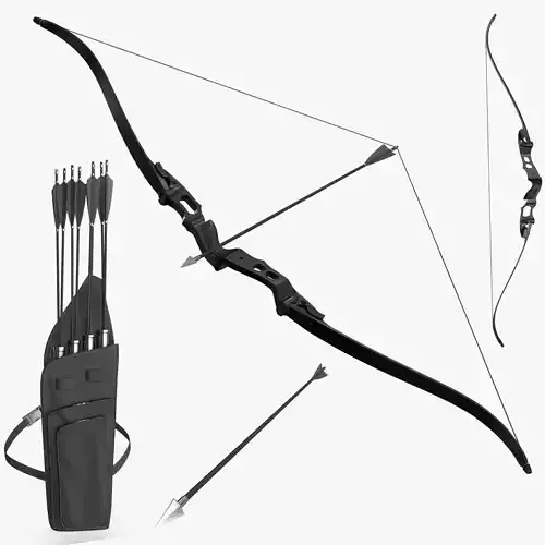 Bow With Quiver and Arrow 3D Model Collection