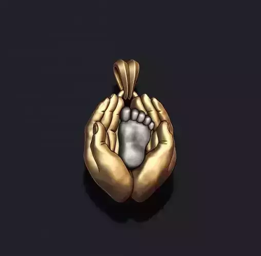 mother hand baby foot pendant 3D print model