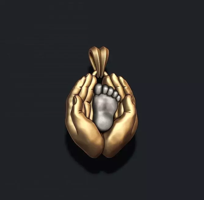 mother hand baby foot pendant 3D print model