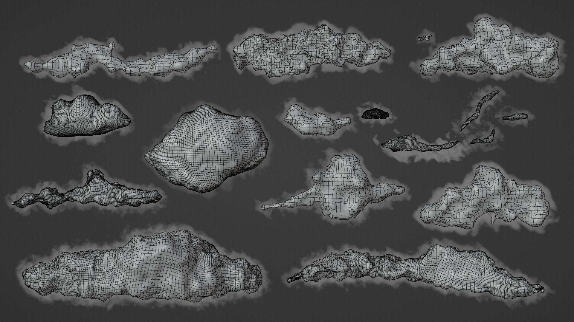 Realistic clouds - smoke low poly pack 3D 3D model_1