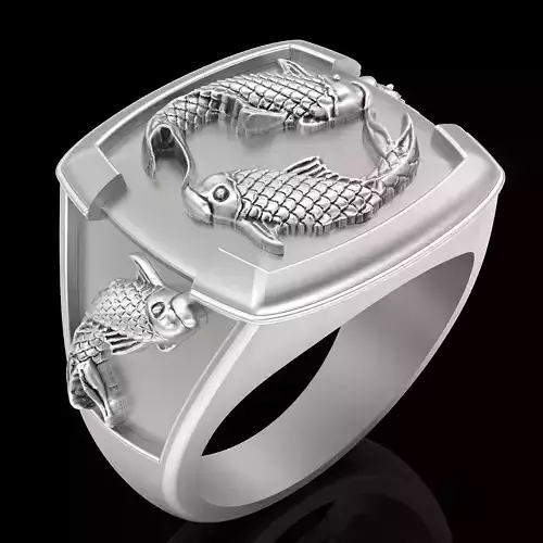 Fish Man Ring silver gold printable jewelry 3D print model