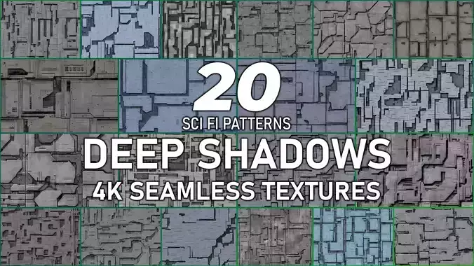 20 Seamless Sci-fi Panels - Deep Shadows Texture