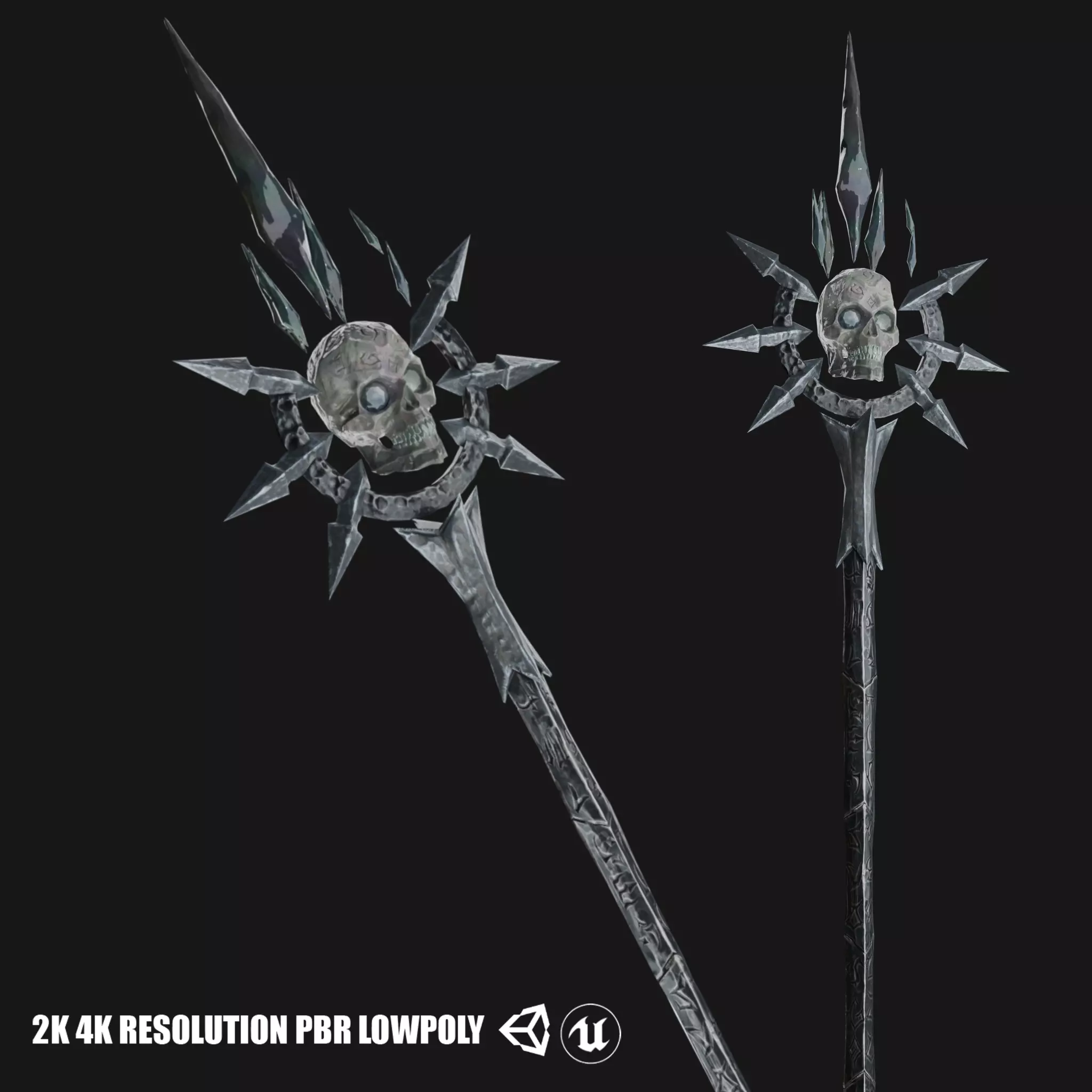 Necromancer Staff 01 Low-poly 3D model_0