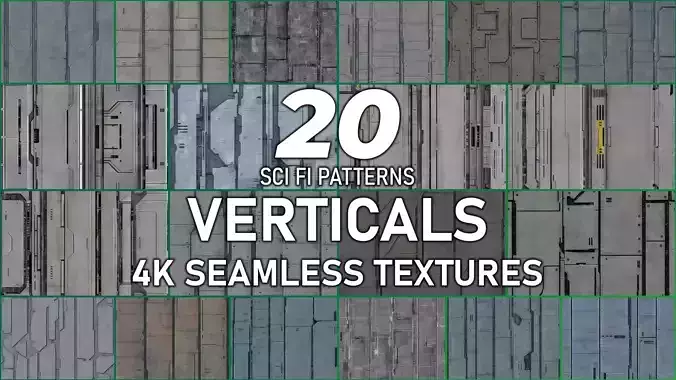 20 Seamless Sci-fi Panels - Verticals Texture